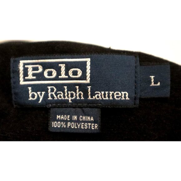 Polo Ralph Lauren Mens Black Track Jacket L Size Polyester Old Money Athletic - Picture 4 of 9